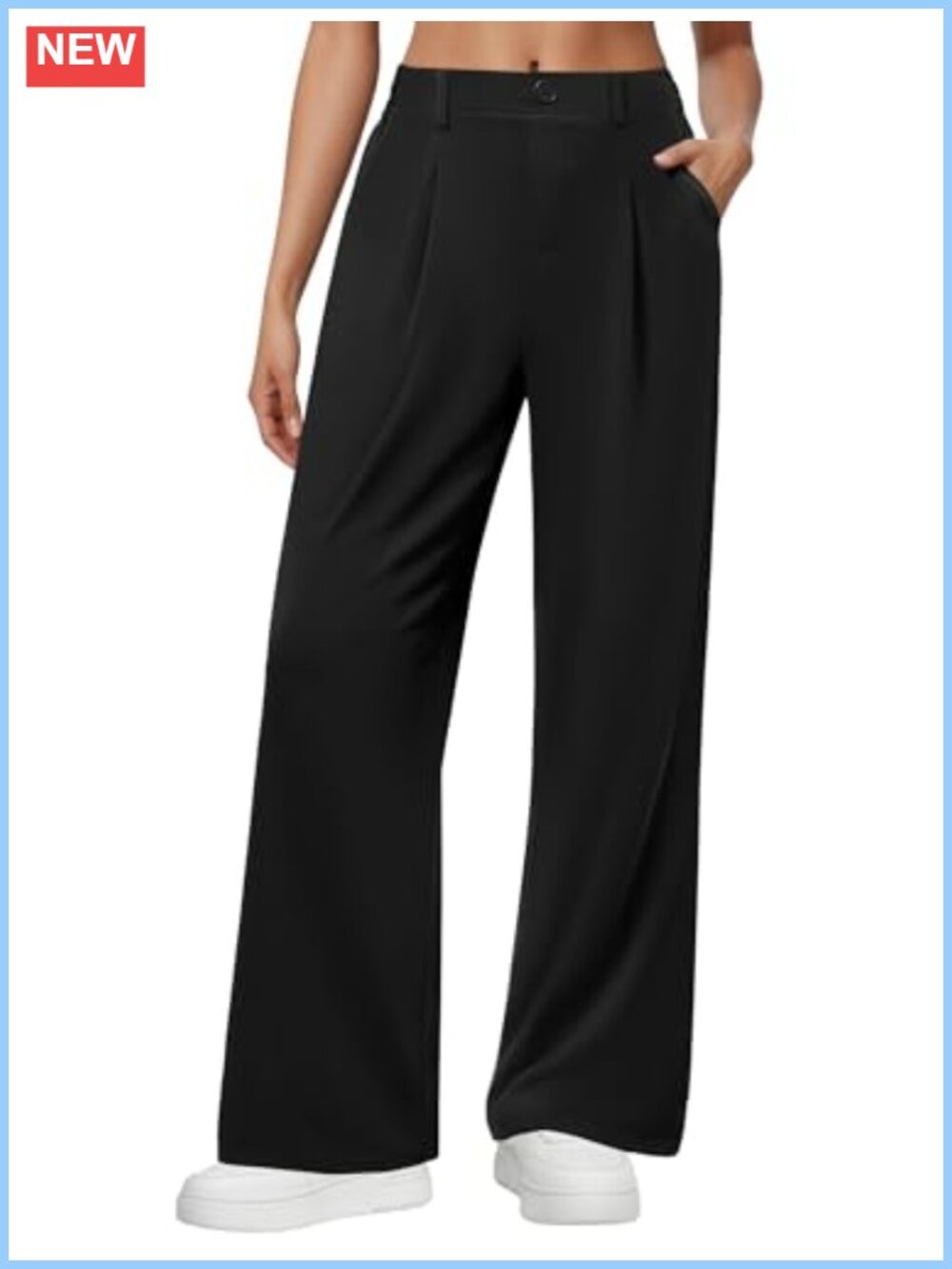 Wide Leg Dress Pants Women Pull On High Waisted Work Pants